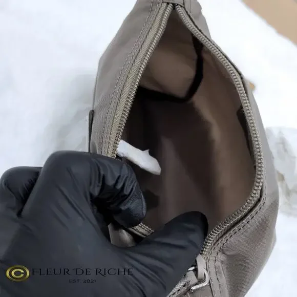 Prada Necessaire Tessuto Nylon Small Toiletry Clutch Case Gray Argilla 1NA011 - Picture 7 of 13